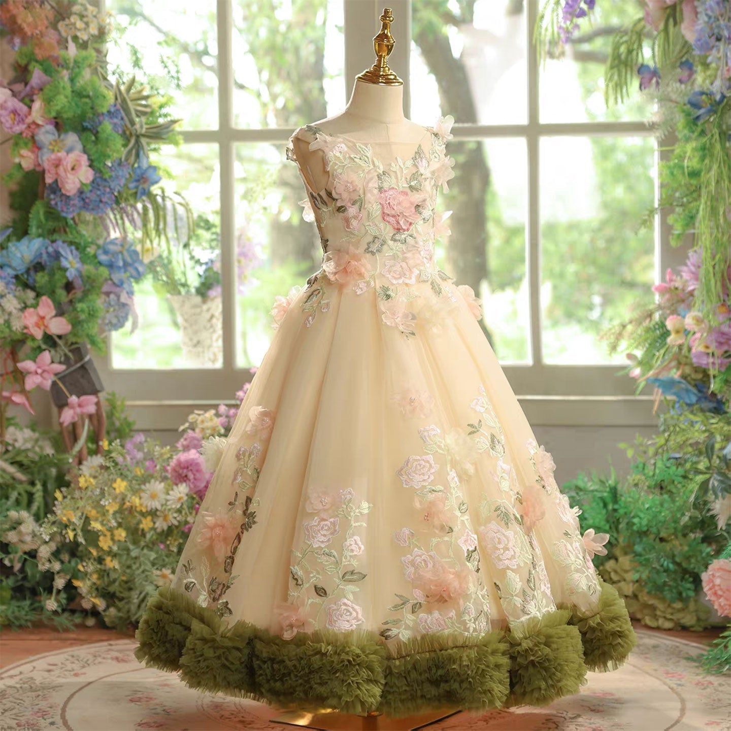 Luxury Princess Style Kids Flower Girl Gown for Birthday Party J601