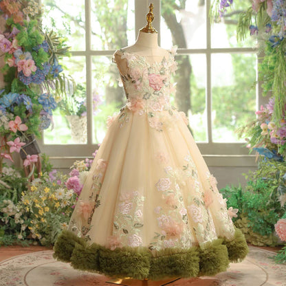Luxury Princess Style Kids Flower Girl Gown for Birthday Party J601