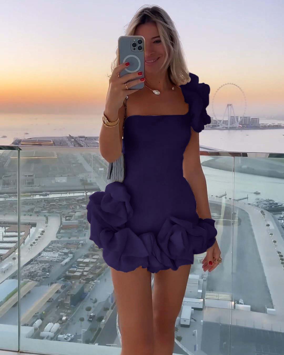 White One shoulder Sleeveless Short Homecoming Dress With Ruffles HC0134