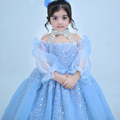 Glamorous Crystal Princess Girl Gown for Birthday and Pageant J437