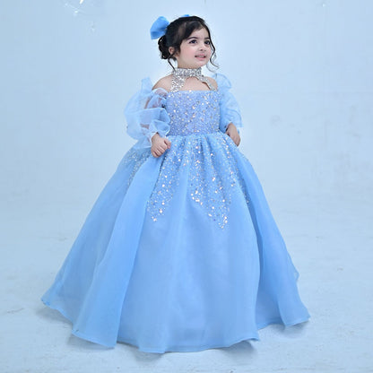 Glamorous Crystal Princess Girl Gown for Birthday and Pageant J437
