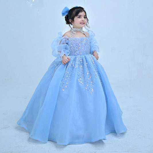 Glamorous Crystal Princess Girl Gown for Birthday and Pageant J437