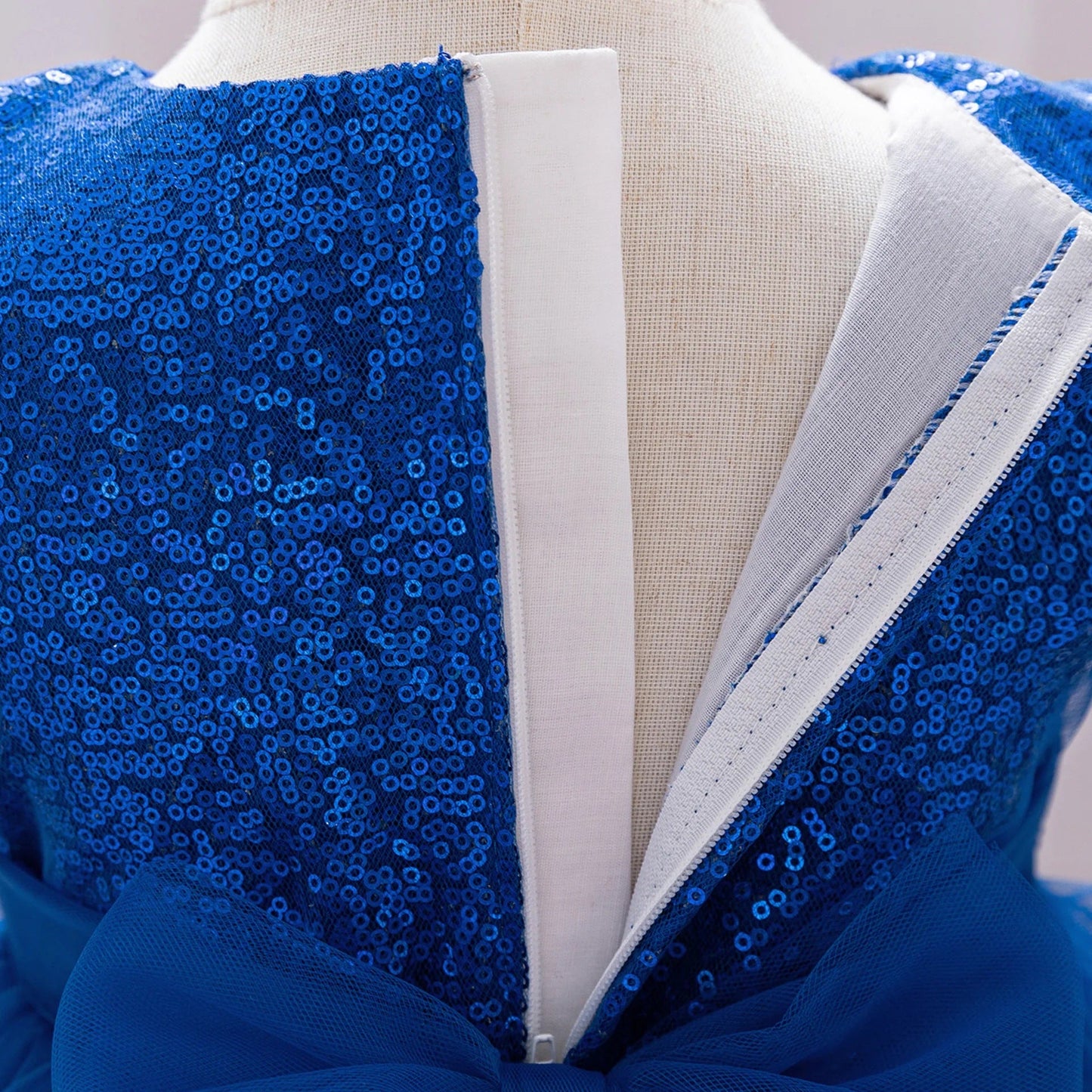 Luxury Royal Blue Flower Girl Dress for Kids Birthday Party Gown D174