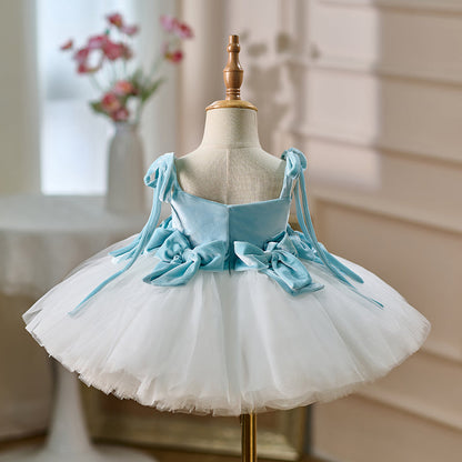 Pink and White Flower Girl Dress for Girls Birthday Party Performance D117