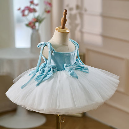 Pink and White Flower Girl Dress for Girls Birthday Party Performance D117