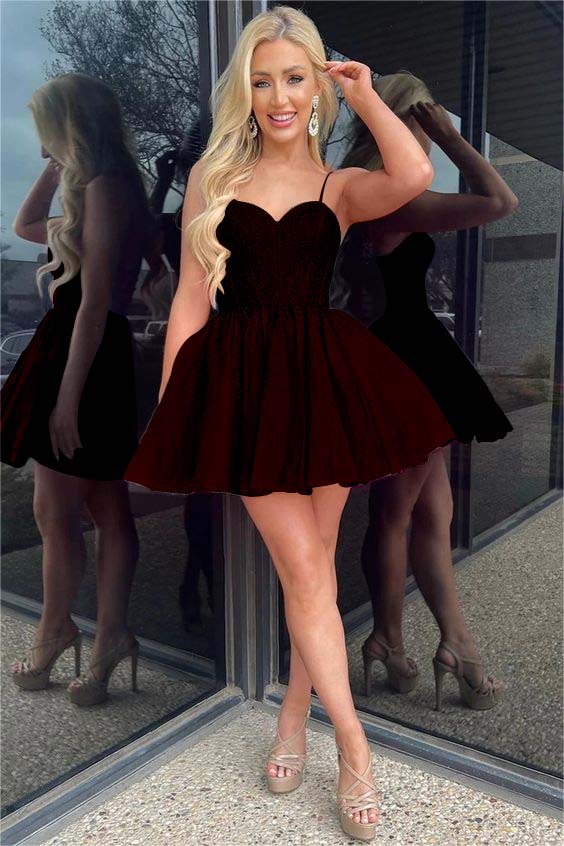 Hellodresses Shinning Spaghetti Strap Sleeveless Short A Line Homecoming Dress With Sequins