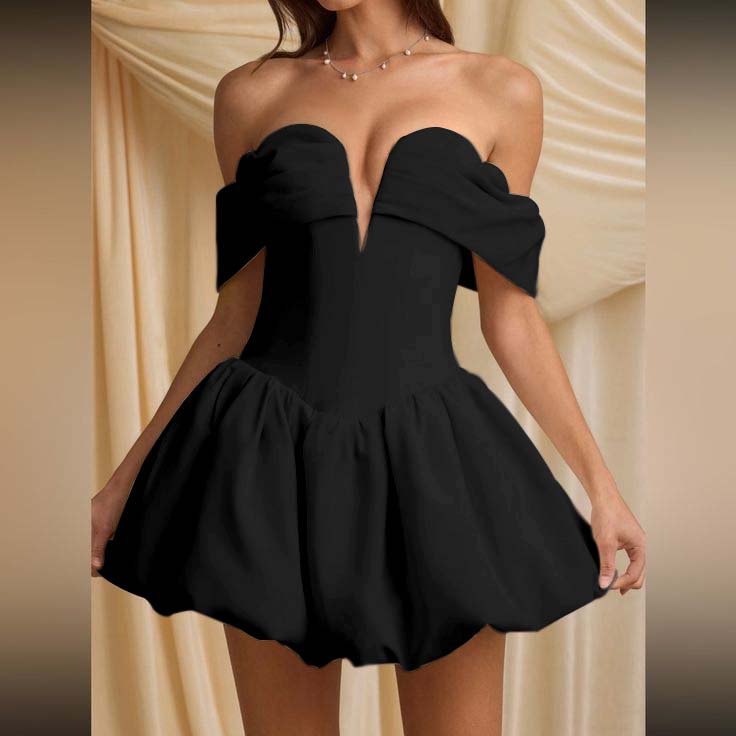 Off the Shoulder Sleeveless Short Homecoming Dress With Pleated HC0165