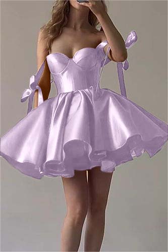 Amazing Fuchsia Satin Sweetheart Short  A-Line Homecoming Dress With Ruffles HC0002