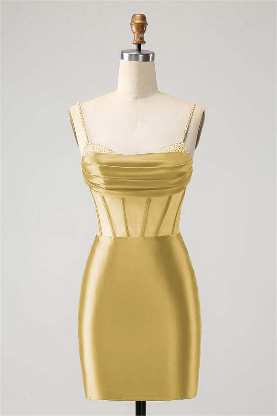 Hellodresses Royal Blue Spaghetti Strap Sleeveless Short Homecoming Dress With Beadings