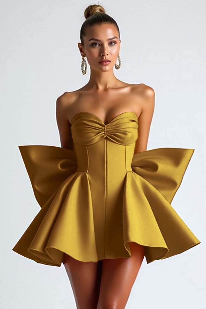 Sweetheart Strapless Sleeveless Short Homecoming Dress With Bowknot HC0182