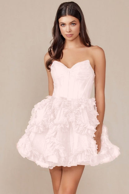 Tulle Sweetheart Sleeveless Short Homecoming Dress With Ruffles HC0123