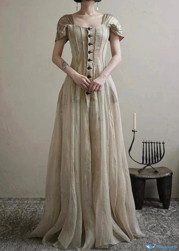 zelldressess-New Retro Elegant Square Neck Summer New Long Chiffon Prom Dress Evening Dress Retro Wedding Bridesmaid Dress gh5251