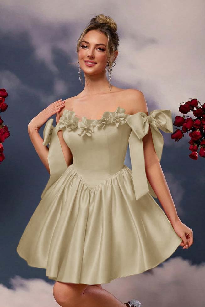 Off the Shoulder Sleeveless Short A Line Homecoming Dress With Pleated HC0171