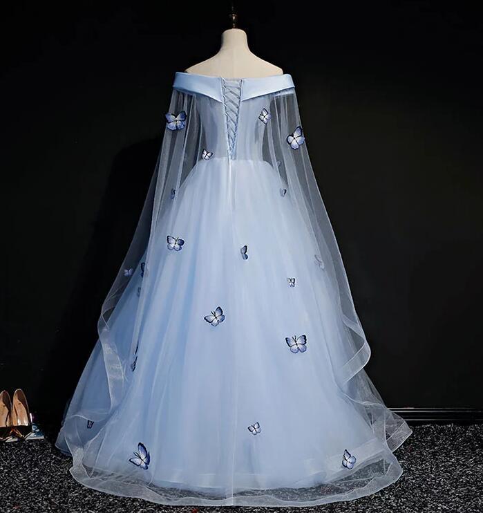 Beautiful Light Blue Ball Gown Lace-Up Party Dress, Blue Prom Dress    cg14242