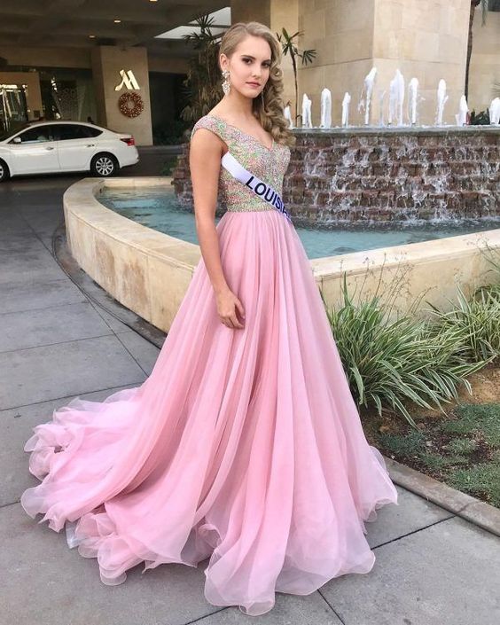 pink Prom Dress Lace Evening Gowns  cg15447