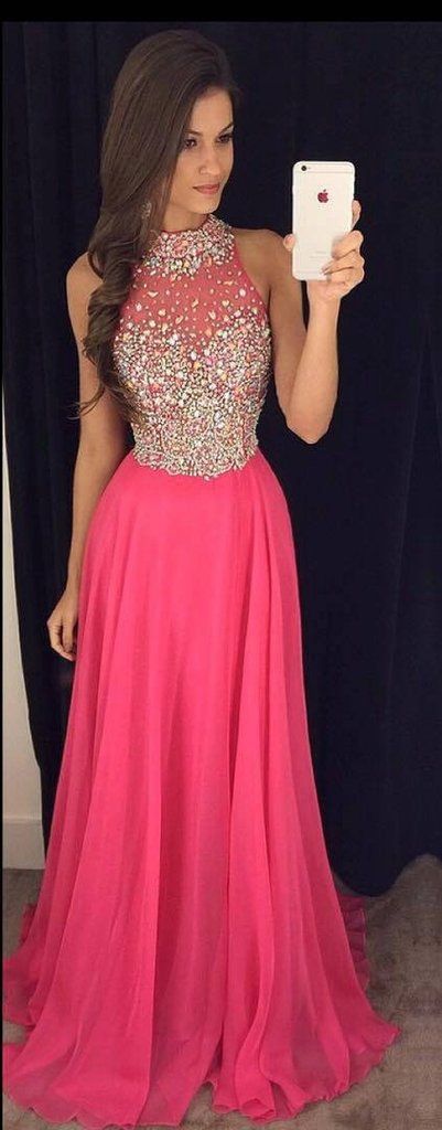 Pink Prom Dress with Top Beading, Prom Dresses,Graduation Party Dresses, Prom Dresses For Teens   cg19014