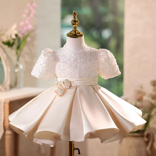 Elegant Toddler Party Gown with Fluffy Tulle Flower Girl Dress D135