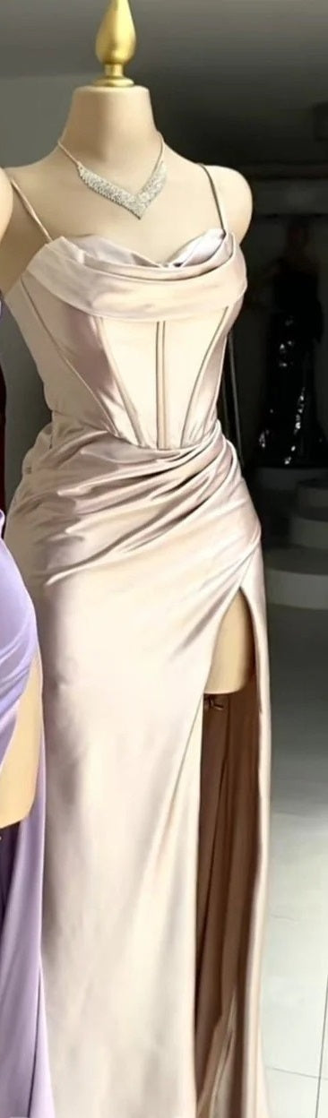 Classy Split Prom Dresses Floor Length Formal Evening Dress