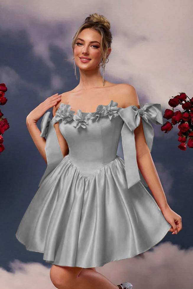 Off the Shoulder Sleeveless Short A Line Homecoming Dress With Pleated HC0171