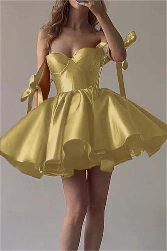 Amazing Fuchsia Satin Sweetheart Short  A-Line Homecoming Dress With Ruffles HC0002