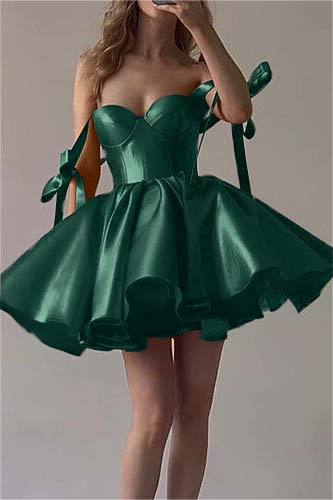 Amazing Fuchsia Satin Sweetheart Short  A-Line Homecoming Dress With Ruffles HC0002