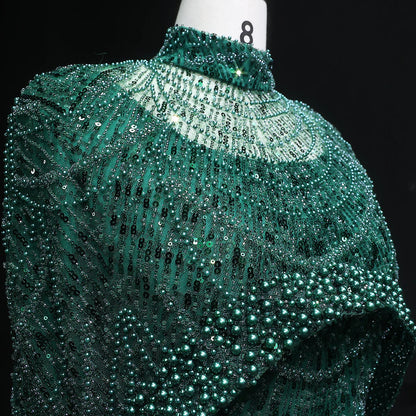 Nude Luxury Long Sleeves Muslim Evening Dresses with Cape SS369A