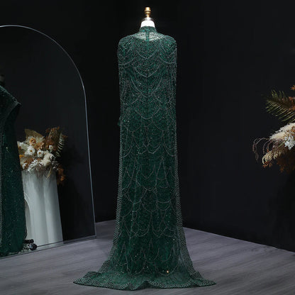 Nude Luxury Long Sleeves Muslim Evening Dresses with Cape SS369A