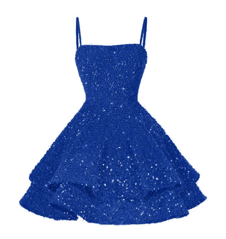 Light Pink Sequins Spaghetti Strap Sleeveless Short Homecoming Dress with Ruffles YO070