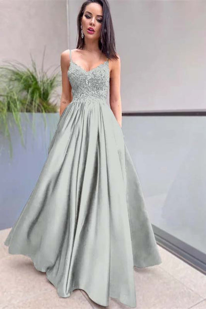 Royal Blue Prom Dress Lace Appliques With Pockets PD0209