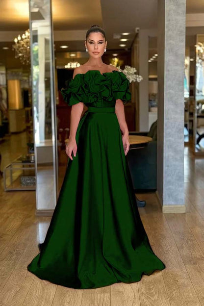 Off the Shoulder Sleeveless A Line Long Prom Dress With Pleated ZT0470