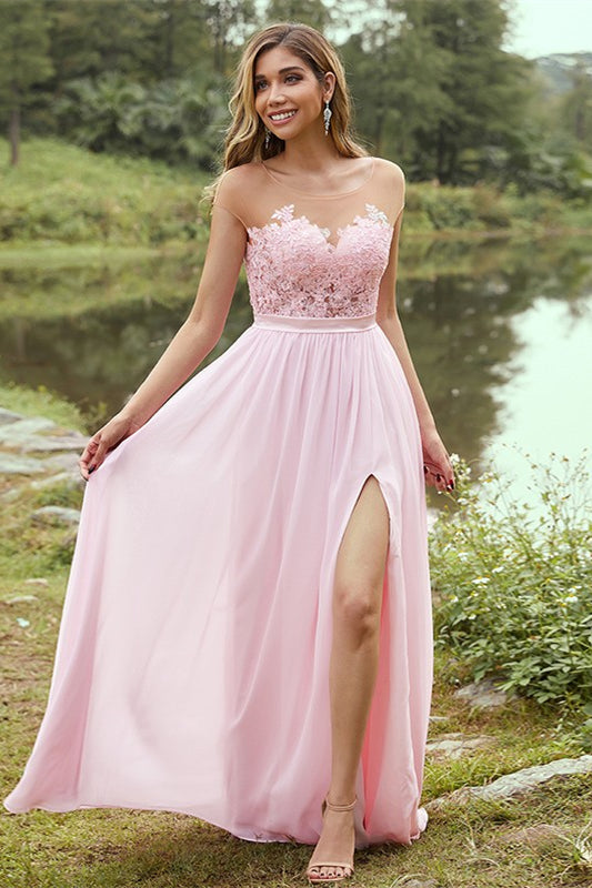 Cap Sleeve Bridesmaid Dress Split PD0269