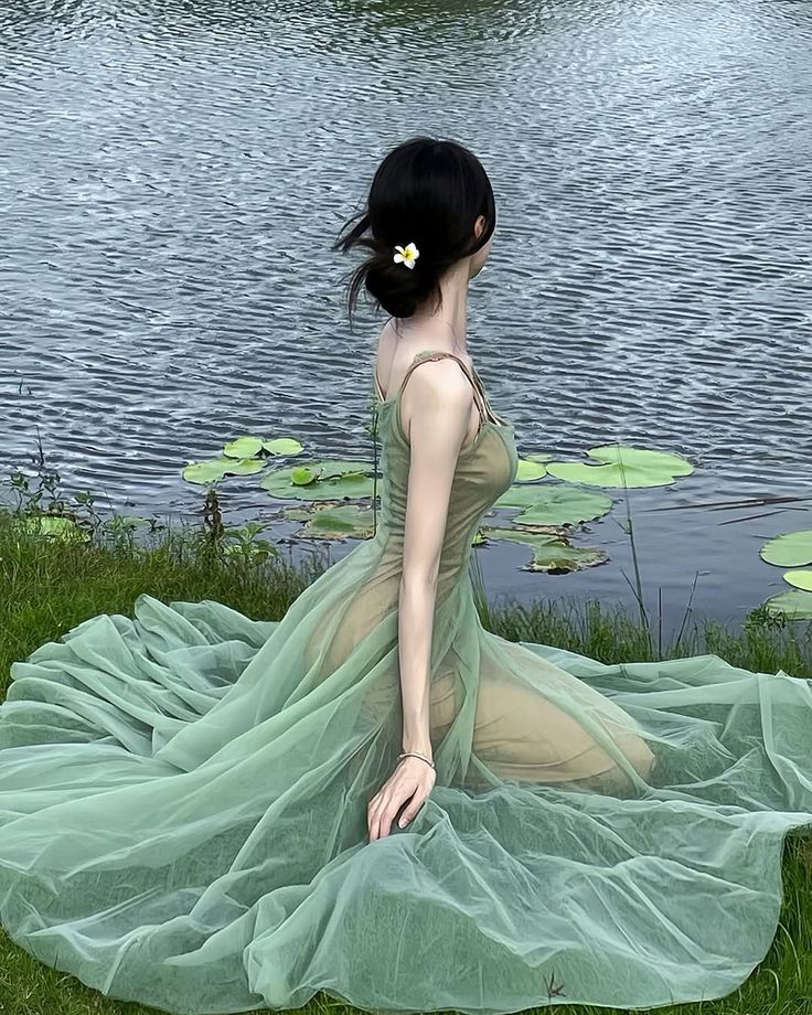 Gentle A Line Spaghetti Strap Green Tulle Long Party Dress Evening Dress SH2857