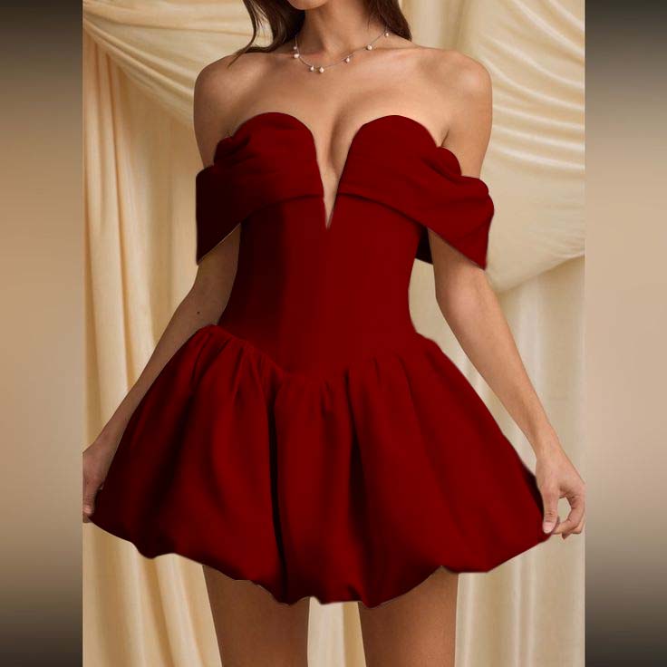 Off the Shoulder Sleeveless Short Homecoming Dress With Pleated HC0165