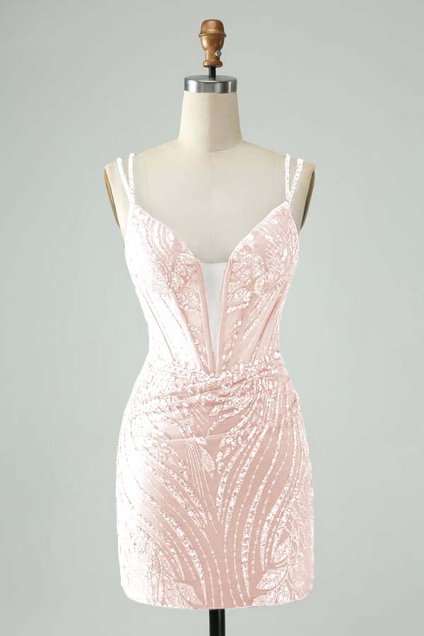 Spaghetti Strap Sleeveless Short Homecoming Dress With Appliques HC0130