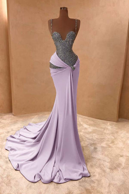 Spaghetti Strap Sleeveless Long Mermaid Prom Dress With Beading ZT0243