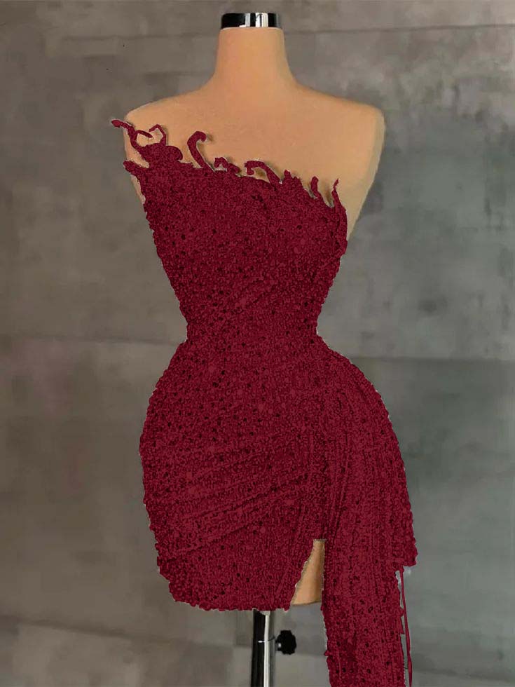 Sleeveless Beading Pleated Short Homecoming Dress With Ruffles HC0135