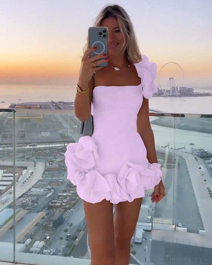 White One shoulder Sleeveless Short Homecoming Dress With Ruffles HC0134