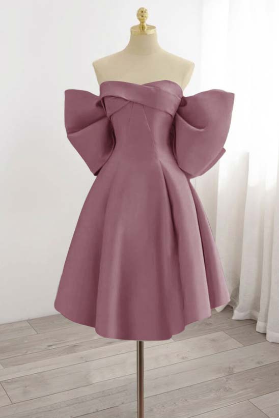Strapless Sleeveless Short Homecoming Dress With Bowknot Pleated HC0177