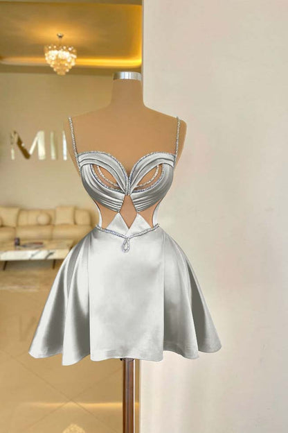 Spaghetti Strap Sleeveless Short Homecoming Dress With Sequins HC0156