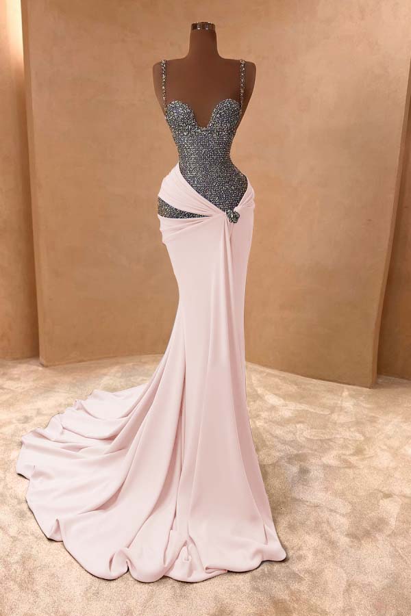 Spaghetti Strap Sleeveless Long Mermaid Prom Dress With Beading ZT0243