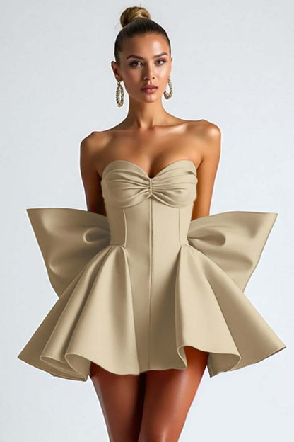 Sweetheart Strapless Sleeveless Short Homecoming Dress With Bowknot HC0182