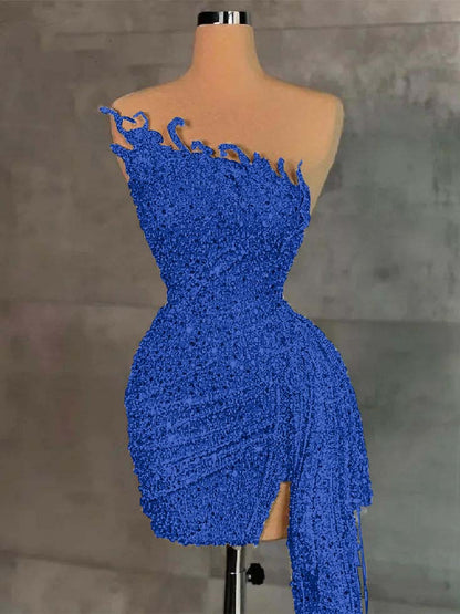 Sleeveless Beading Pleated Short Homecoming Dress With Ruffles HC0135