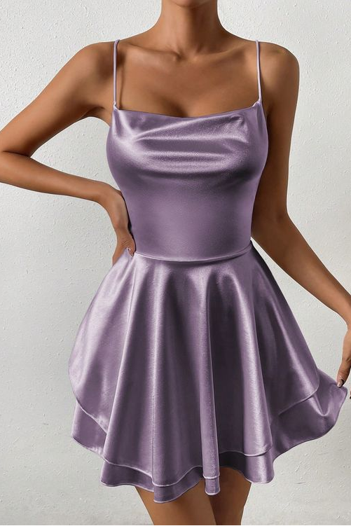 Sleeveless Spaghetti Strap Short Homecoming Dress With Ruffles HC0138