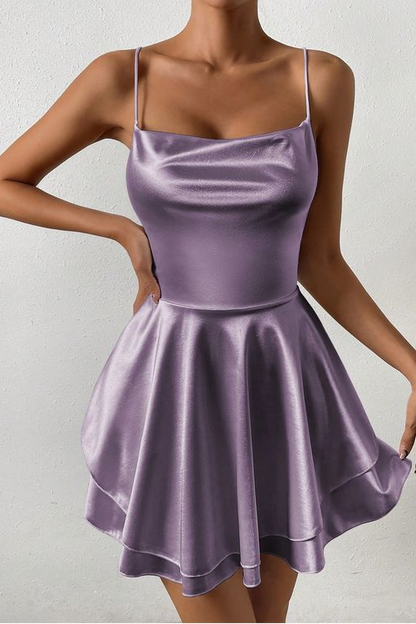 Sleeveless Spaghetti Strap Short Homecoming Dress With Ruffles HC0138