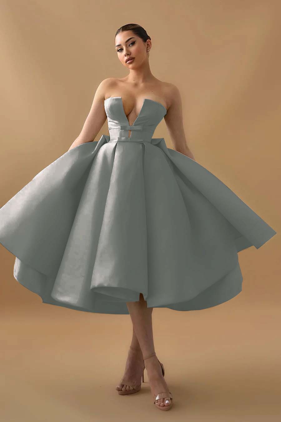 Hellodresses Chic Mint Green Strapless Sleeveless A Line Homecoming Dress With Ruffles