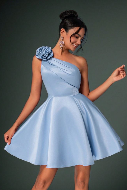One Shoulder Sleeveless Short A Line Homecoming Dress With Pleated HC0183