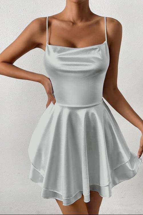 Sleeveless Spaghetti Strap Short Homecoming Dress With Ruffles HC0138