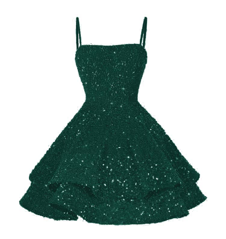 Light Pink Sequins Spaghetti Strap Sleeveless Short Homecoming Dress with Ruffles YO070