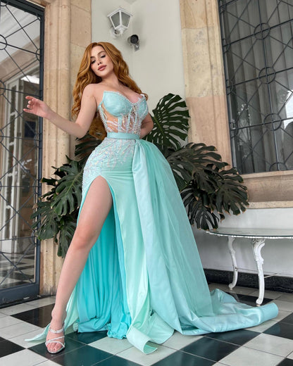 Hellodresses Glamorous Strapless Sleeveless Long Prom Dress With Beadings And Sequins HF0013