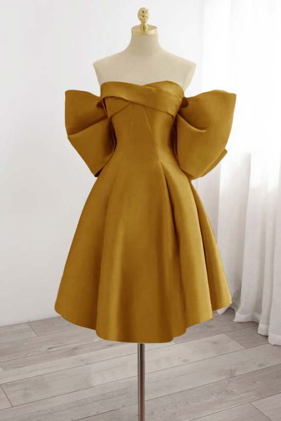 Strapless Sleeveless Short Homecoming Dress With Bowknot Pleated HC0177